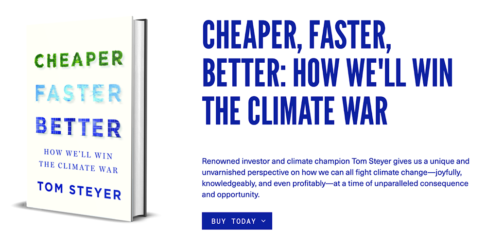 Image of Tom Steyer's Book Cheaper, Faster, Better: How We'll Win the Climate War