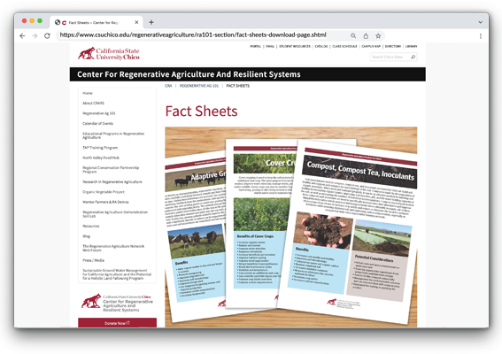 Chico State - Regen Fact Sheets web page.