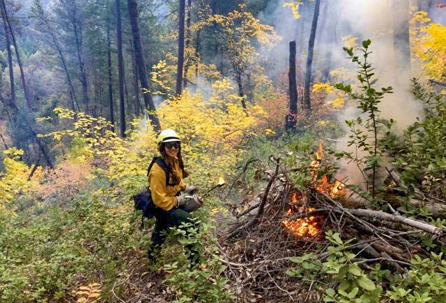 Alex Michel at a prescribed fire