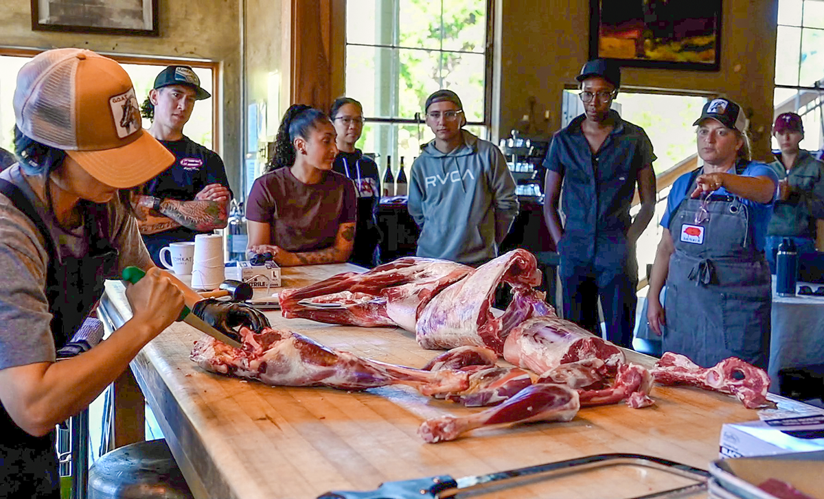 Scene from the recent butchery workshop at TomKat Ranch.