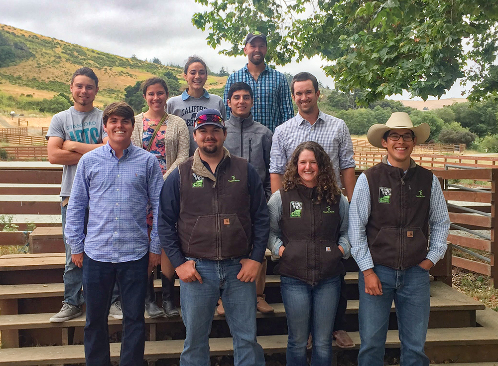 Catie (floral pattern top and sweater)  with the 2017 interns and apprentices.