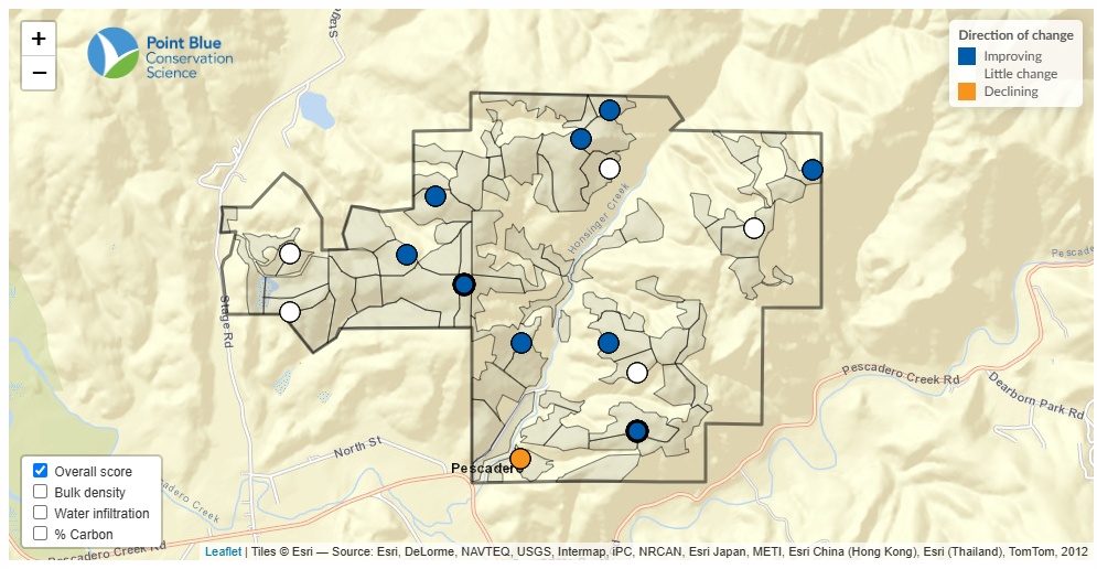 Various soil monitoring points around the TomKat Ranch